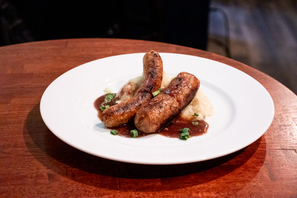 Bangers & Mash at NEAR AND FAR, a British pub in Susukino, Sapporo