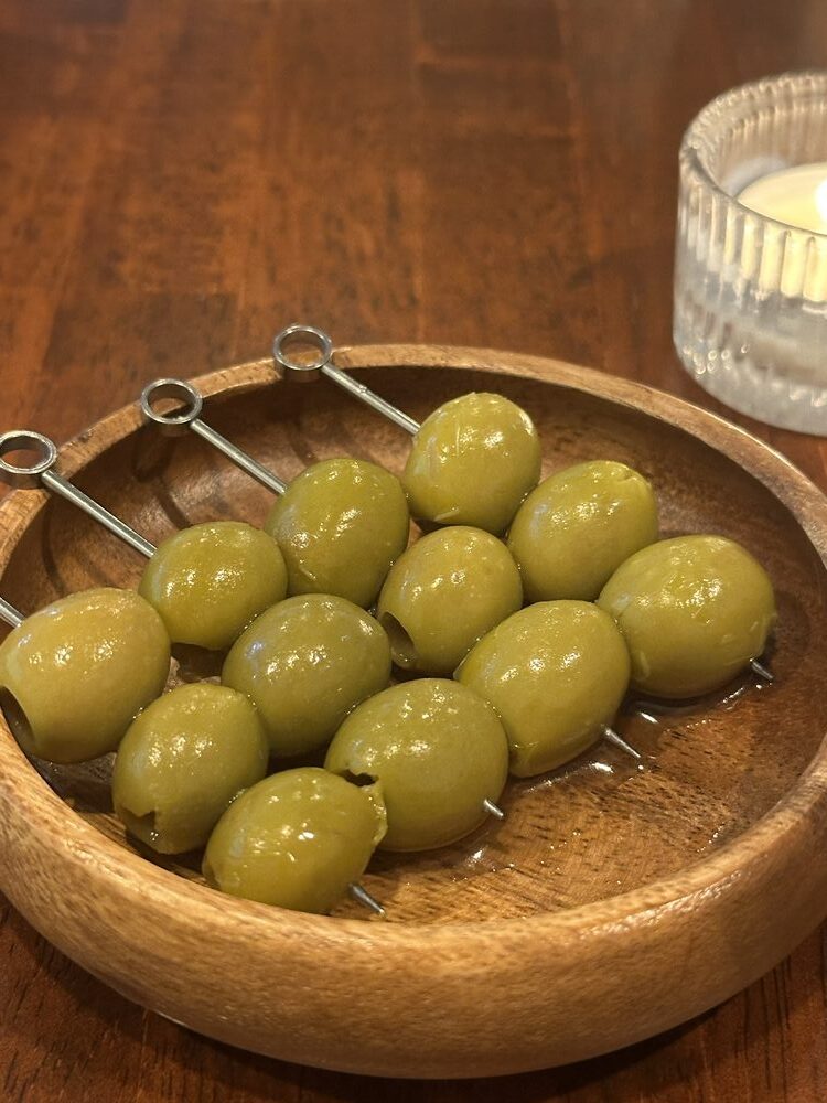 Olives at NEAR AND FAR, a British pub in Susukino, Sapporo