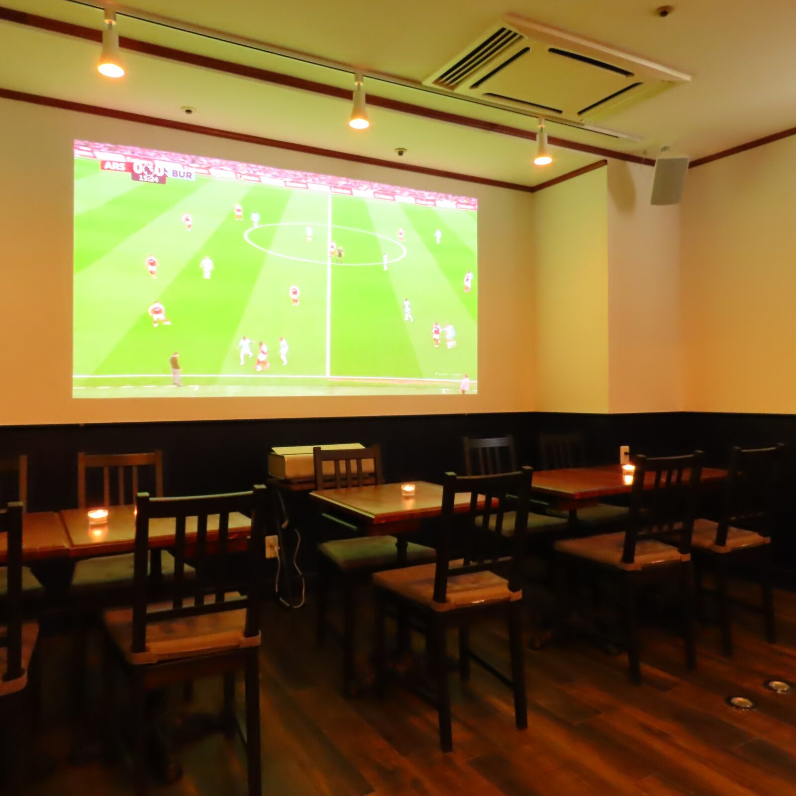 Premier League football on a 100-inch big screen at NEAR AND FAR, Sapporo